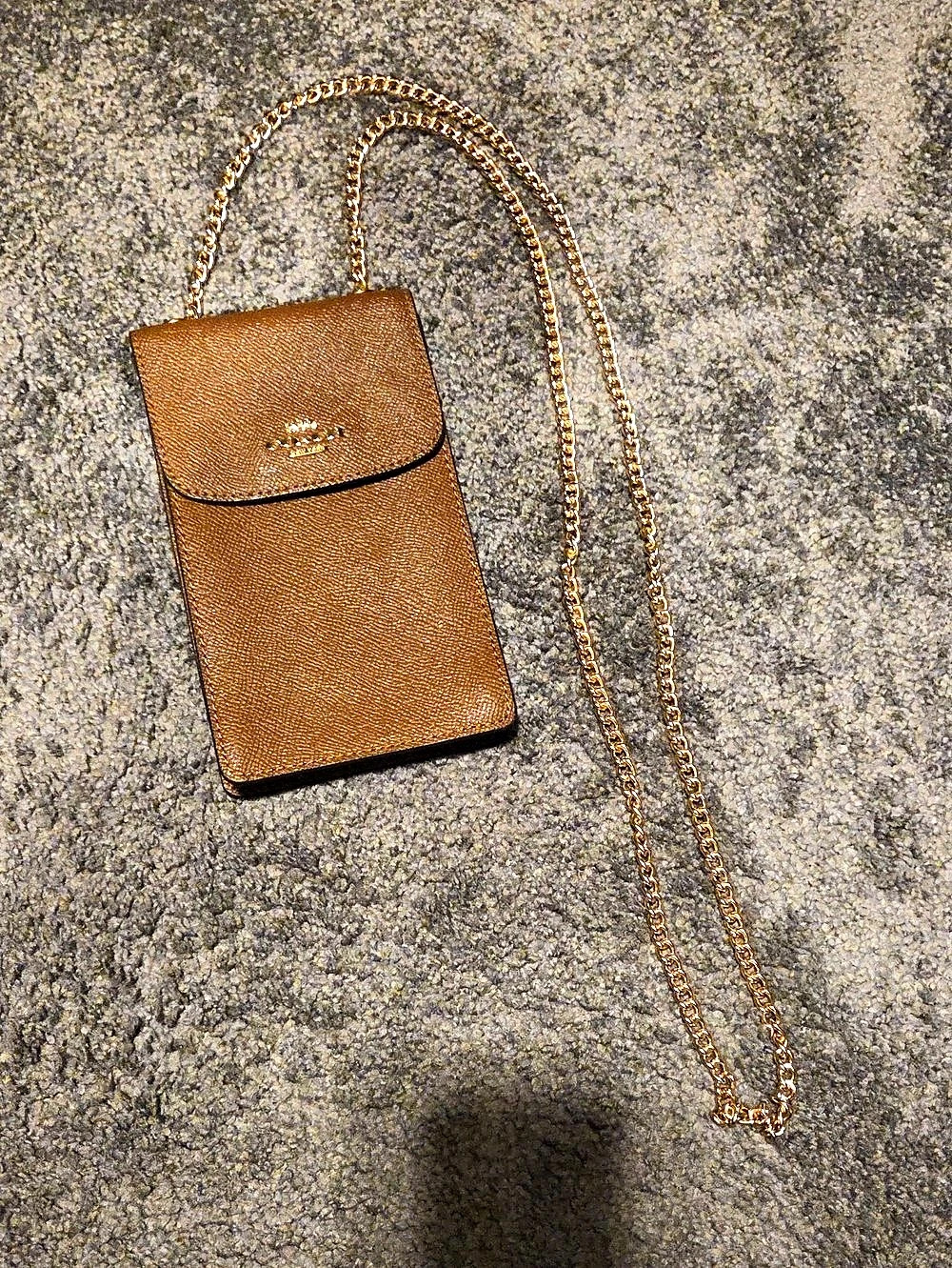 Coach North/South Phone Crossbody Brown Chain Phone Bag